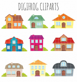 Colourful houses clipart cartoon buildings cute houses by DigiFrog ...