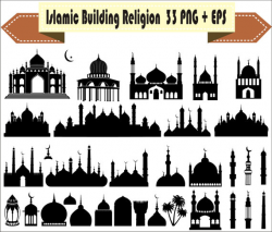 Islamic Building Religion Silhouette Vector Clipart PNG EPS