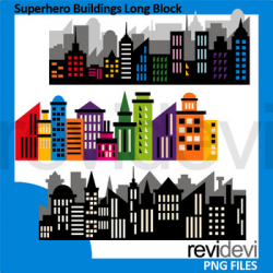 Superhero Buildings Long Block Clipart - City Skyline clip art by ...