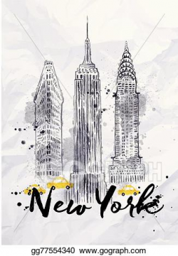 Vector Clipart - Watercolor new york buildings. Vector Illustration ...