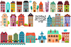 City Buildings Clip Art,22 png ~ Illustrations ~ Creative Market