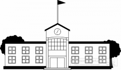 School Building Clipart Black And White - Letters