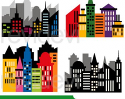 Superhero city buildings clipart building blocks clip art