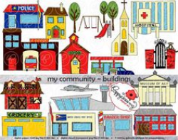 Community Buildings Clip Art for Digital & Paper Resources | Bubble ...