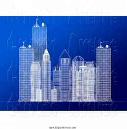Avenue Clipart of a Blueprint of Corporate Buildings by Andresr - #1570