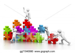 Drawing - Business teamwork building puzzles together. Clipart ...