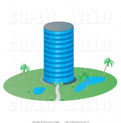 Avenue Clipart of a Tall Circular Glass Building with Ponds and Palm ...