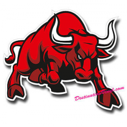 2 x Red Angry Mad Bull Vinyl Stickers Spanish Cool Laptop Car Bike ...