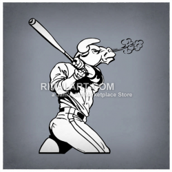 Bull Baseball Player Blowing Smoke Clipart