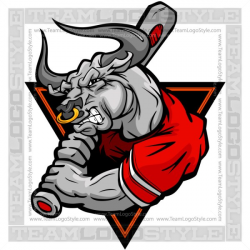 Cartoon Baseball Bull - Vector Clipart Bulls
