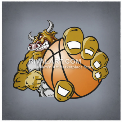 Bull Holding Basketball Graphic