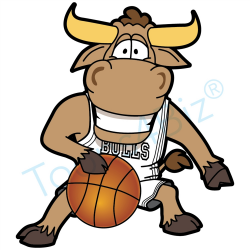 Bull Mascot Playing Basketball Graphic