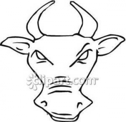 Bull's Face Outline - Royalty Free Clipart Picture