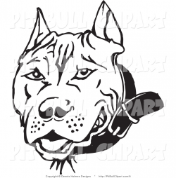 Clip Art of a Black and White Pit Bull Face by Dennis Holmes Designs ...