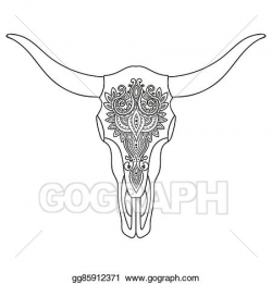 Vector Art - Decorative indian bull skull with ethnic ornament ...