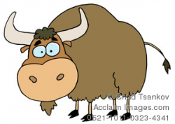 Clipart Image of A Brown Cartoon Yak Or Bull
