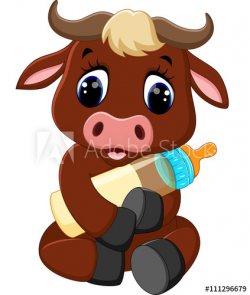 illustration of cute baby bull cartoon - Buy this stock vector and ...