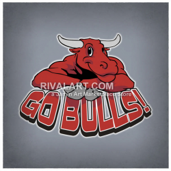 Go Bulls Graphic Logo Design Color Friendly Happy Mascot