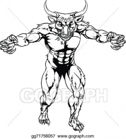 Vector Stock - Minotaur bull scary sports mascot. Stock Clip Art ...
