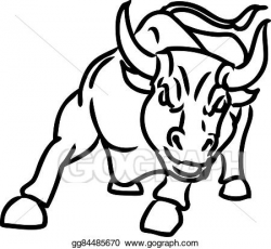 EPS Vector - Freehand sketch illustration of charging bull ...