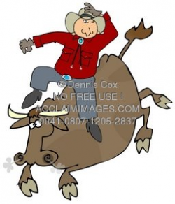 Clipart Illustration: Bull Rider