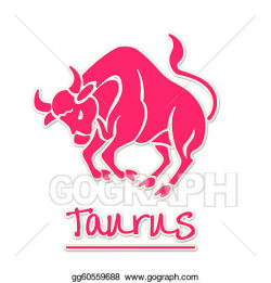 Stock Illustration - Hot pink taurus bull sticker. Clip Art ...