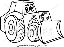 EPS Vector - Bulldozer cartoon for coloring book. Stock Clipart ...