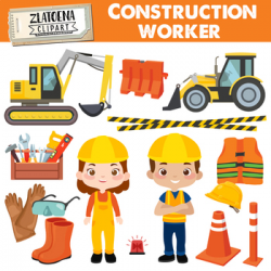 Construction clip art Construction vehicle clipart Tractor Crane cone  Bulldozer