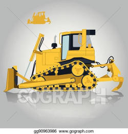 Vector Art - Yellow big digger on white background. construction ...
