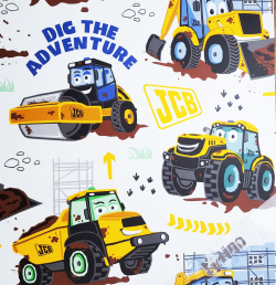 Kids Digger Wallpaper JCB Truck Boys Bedroom Collage White Yellow ...