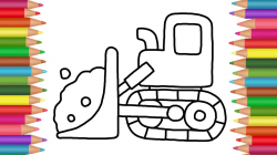 How to Draw a Bulldozer | Drawing and Coloring Book for Kids - YouTube