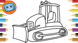 How to Draw a Bulldozer | Colouring Book | Simple Drawing ...