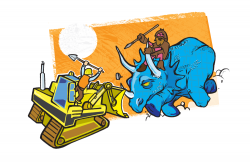 Computer Blue Art – John McGuire » Triceratops vs Front Loader Bulldozer