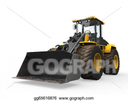 Drawing - Wheel loader bulldozer. Clipart Drawing gg65616876 - GoGraph