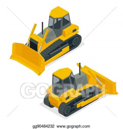 Vector Illustration - Isometric dozer or bulldozer. set of ...