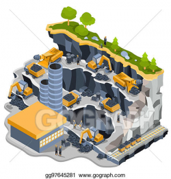 Stock Illustration - Isometric illustration coal mining quarry ...