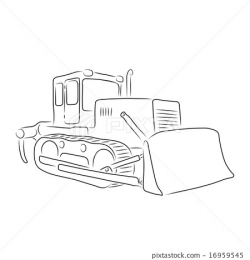 Outline of bulldozer, vector illustration - Stock Illustration ...