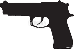 9mm semi-automatic gun clip art with clipping path