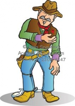 Clipart Illustration of Cowboy Hit by a Bullet