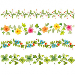 4 Floral borders, hand painted clipart, watercolor borders ...