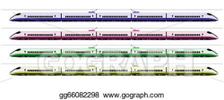 Stock Illustrations - Shinkansen bullet train at japan railway ...