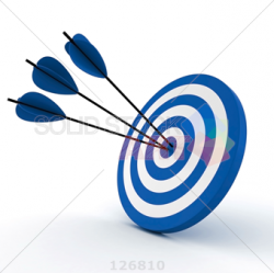 Stock Photo of 3d bullseye with three arrows in the middle