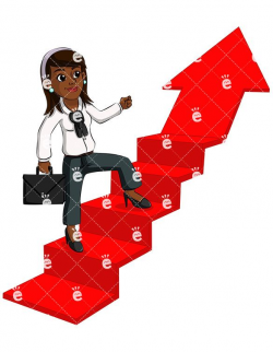 Black Business Woman Climbing Up Stairs Vector Cartoon Clipart ...