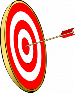 Bullseye by @amcolley, An arrow sticks out of the center of a red ...
