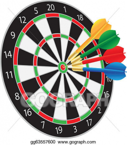 Clip Art Vector - Dartboard with darts hitting the bullseye. Stock ...