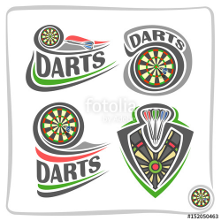 Vector set icons for Darts game: thrown arrow in bullseye of ...