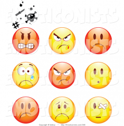 Clip Art of a Group of Nine Round Mad, Angry, Bully, Crying and ...
