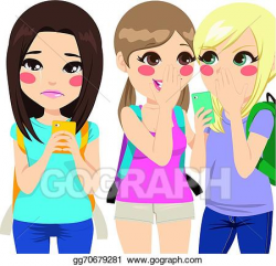 EPS Illustration - Girl crying reading harassment messages. Vector ...