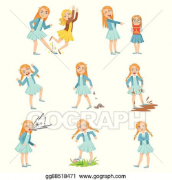 Vector Illustration - Older girl bullying young children and ...