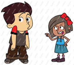Girl Child Standing Up To Bully Clip Art - Royalty Free Clipart ...